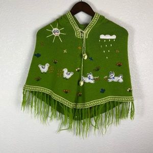 Hand Knitted Springtime Children’s Poncho | Size 3-4T